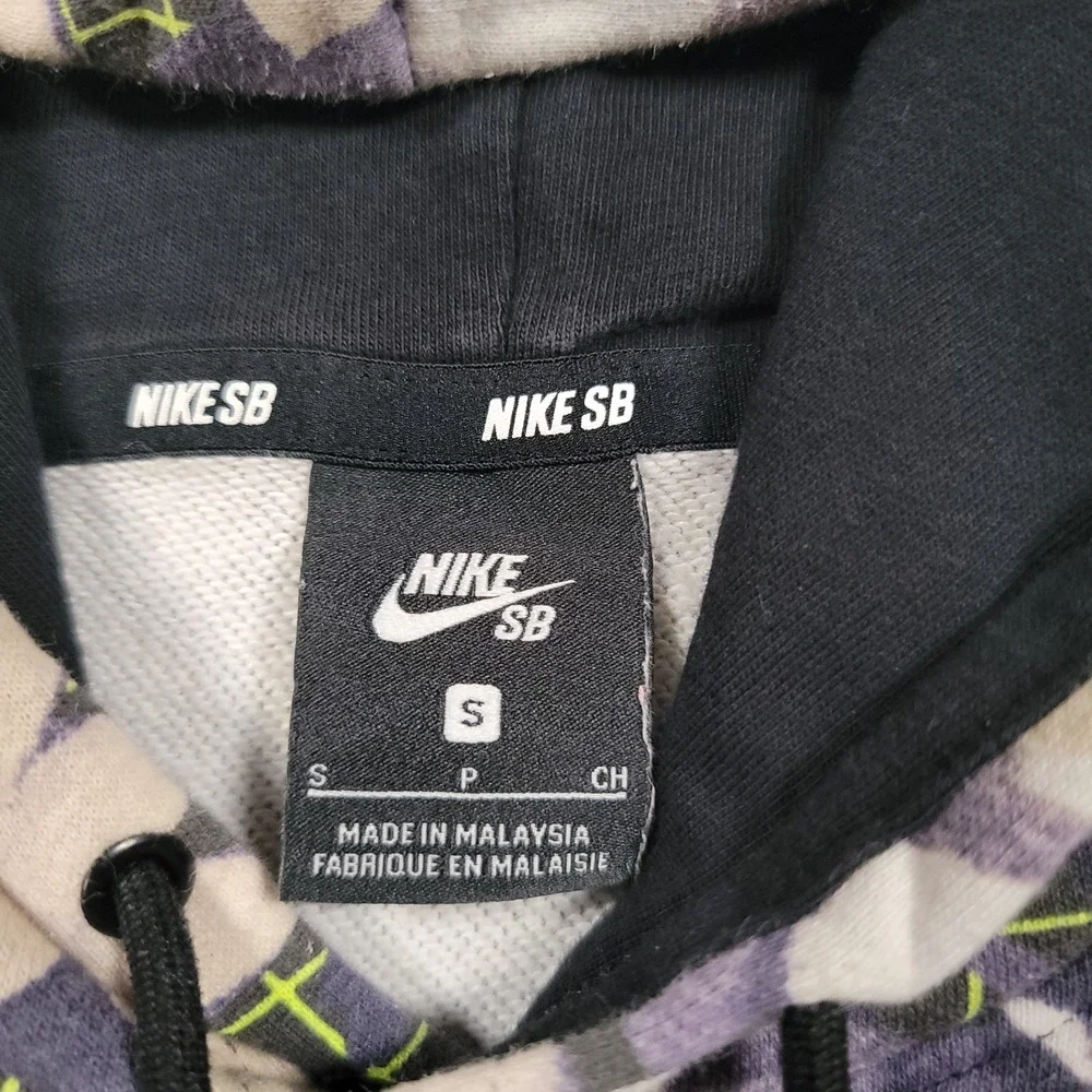 Nike SB Men Hoodie Small Floral Grid‎ Purple Skate Pullover